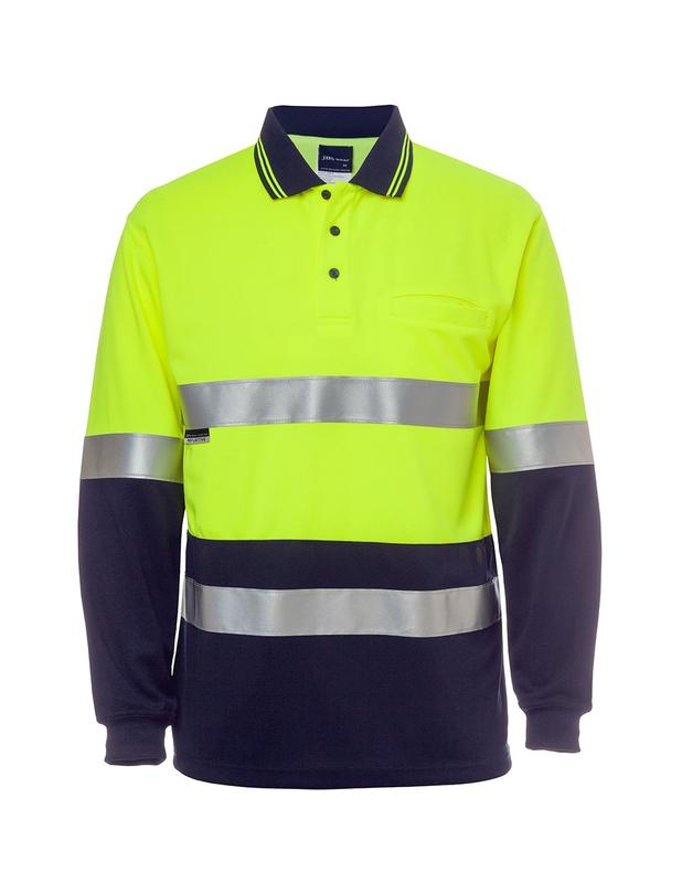 6HMCB JB's Hi Vis L/S (D+N) Cotton Back Polo