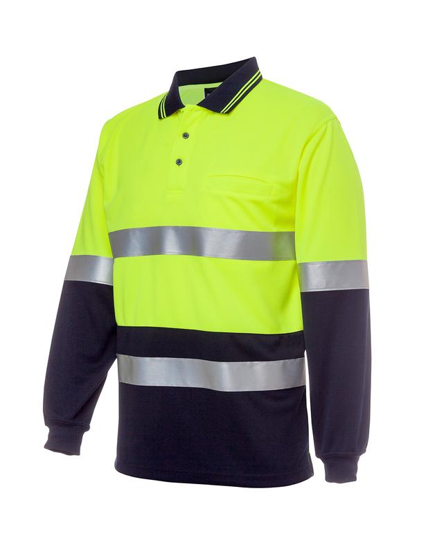 6HMCB JB's Hi Vis L/S (D+N) Cotton Back Polo