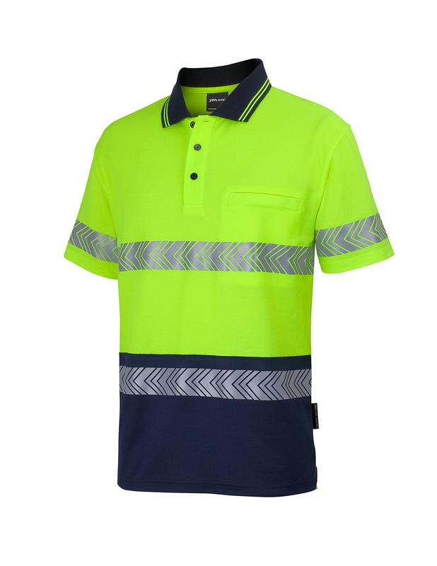 6HMSS JB's Hi Vis (D+N) Cotton Back S/S Segmented Tape Polo