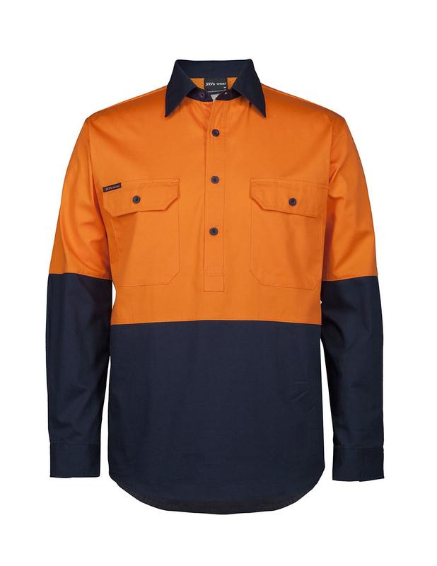 6HVCS JB's Hi Vis Close Front L/S 150g Work Shirt