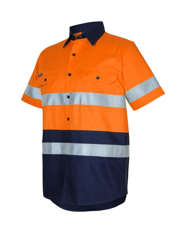 6DNWS JB's Hi Vis (D+N) S/S 150g Work Shirt